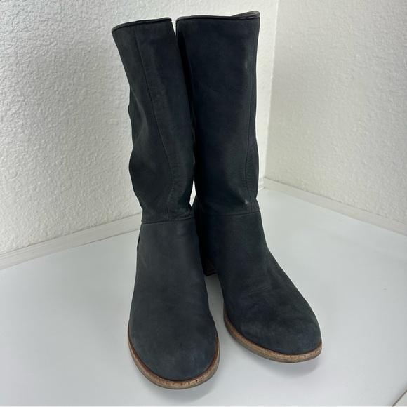 UGG CARY Putty Nubuck Leather Back Corset BOW Boots Mod Calf Block Heel 8.5 Wom - Picture 11 of 15